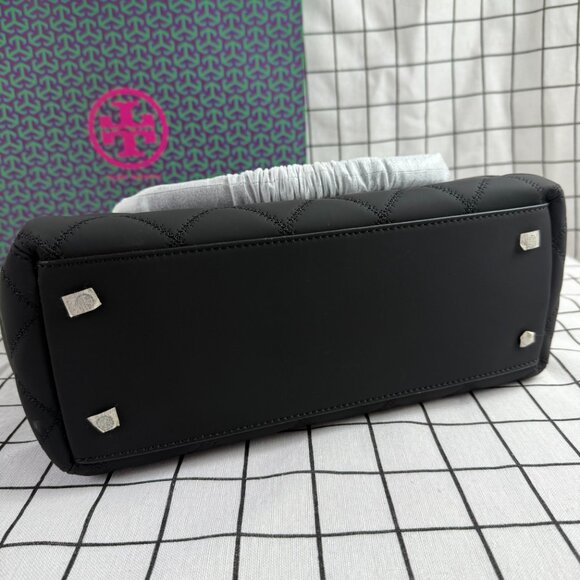 NWT Tory Burch Black Matte Quilted Tote Bag Authentic - Picture 11 of 12